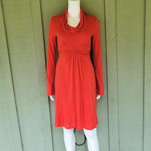 ELLA MOSS Burnt Orange Jersey Cowl Neckline Dress XS